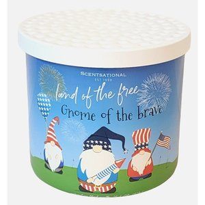 Scentsational Gnome Land of the Brave July 4th - 2 Wick 14 oz Jar Candle NEW USA